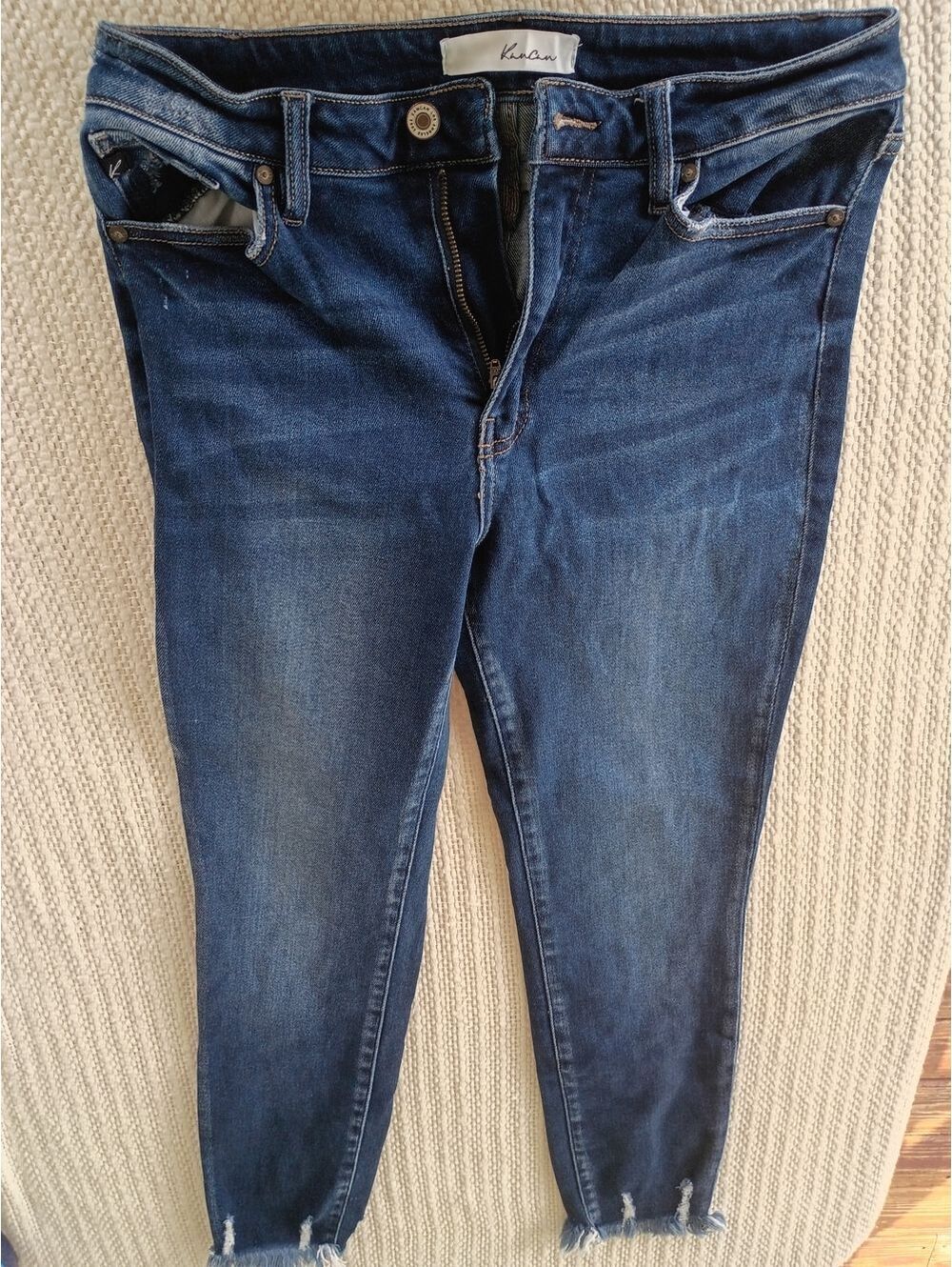 KanCan Women's Straight Leg Jeans in Dark Blue Wash